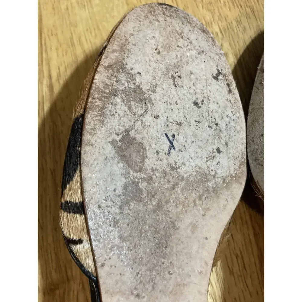 Talbots Animal Print Genuine Leather‎ Calf Hair shoe slide flats Womens size 6.5